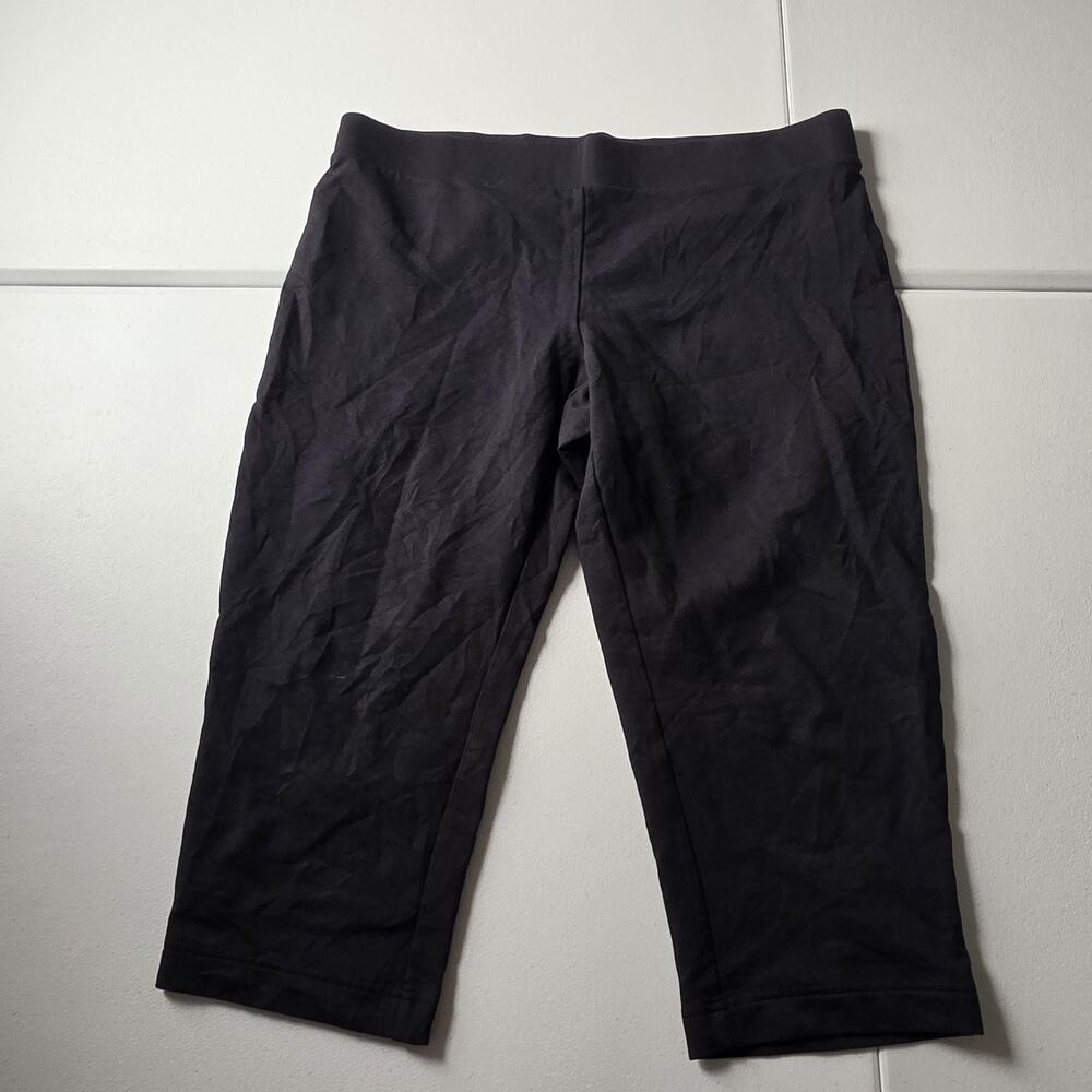 Pure Jill Pants Womens Large Petite Black Slim Leg Cropped Capri Pull On Jersey